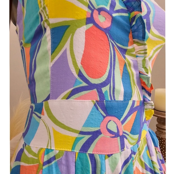 Fate White Multicolored Open Tie Back Pleated Maxi Dress - Picture 8 of 12